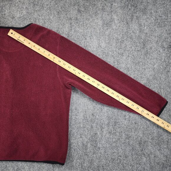 LL Bean Sweater Womens Medium Burgundy Cardigan Long Sleeve Button Front Terry - Picture 7 of 15